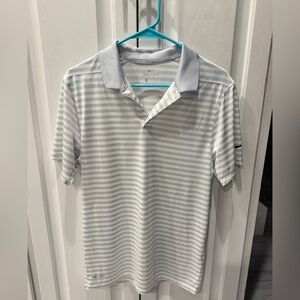 Nike Golf Dri-Fit Striped Polo Shirt — Light Gray & White (Size S)